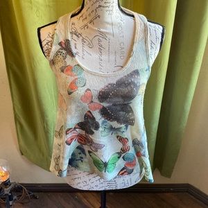 Butterfly racer back top in size Medium.
